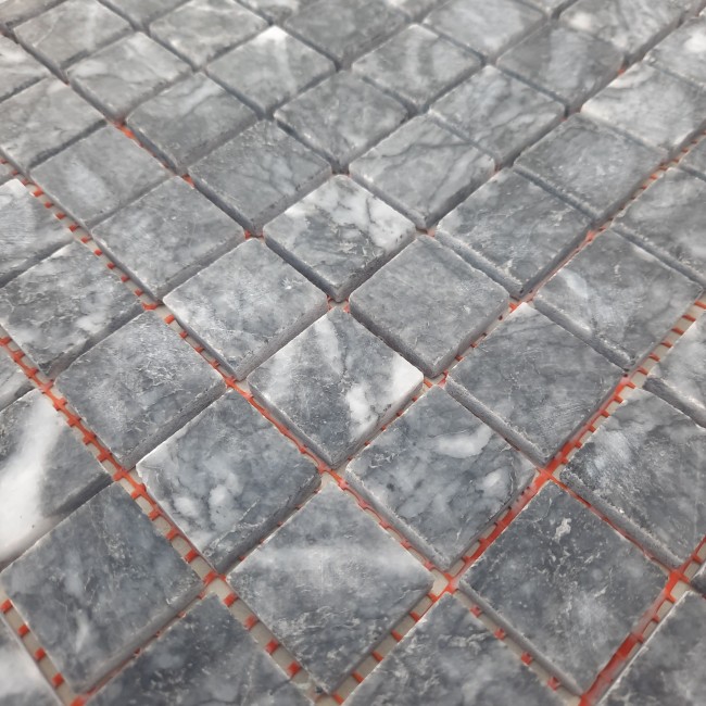 Мармурова мозаїка Black, 23x23x6 мм, Матова | Негалатована, МКР-2СН