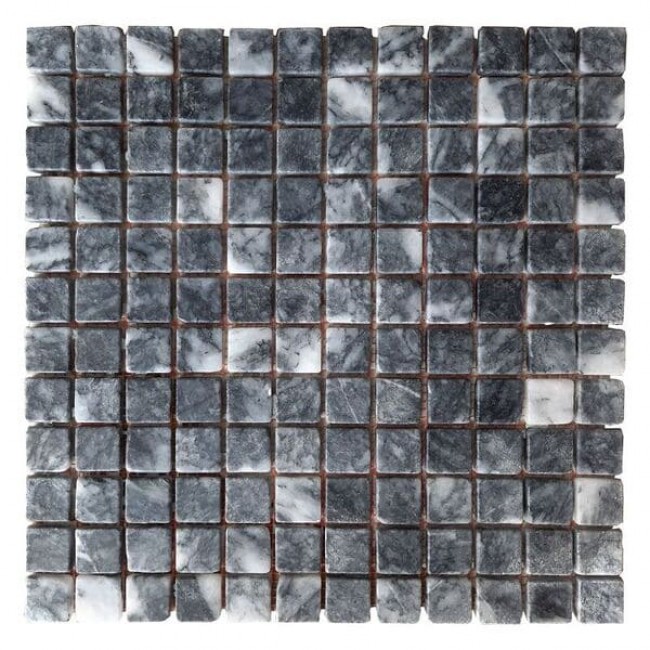 Мраморная мозаика Black, 23x23x6 мм, Матовая | Негалтованная, МКР-2СН