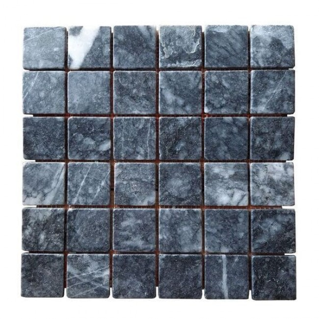 Мармурова мозаїка Black, 48x48x6 мм, Матова | Негалатована, МКР-3СН