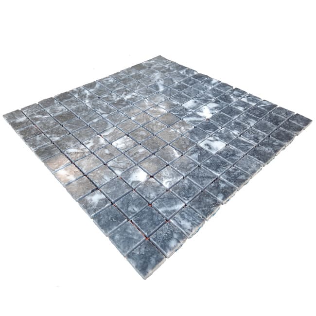 Мраморная мозаика на сетке мрамор Black 23х23x6 мм МКР-2П | Полированная