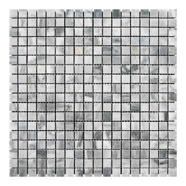 Мармурова мозаїчна плитка Grey Mix, 15x15x6 мм, Полірована, МКР-4П