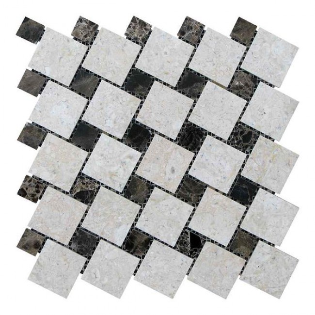 Мозаїчна плитка Мрамор Victoria Beige | Emperador Dark 47х47 | 23x23x6 мм МКР-6П Полірована