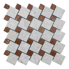Мозаїчна плитка мармур Victoria Beige | Rojo Alicante 47х47 | 23x23x6 мм МКР-6П Полірована