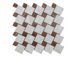 Мозаїчна плитка мармур Victoria Beige | Rojo Alicante 47х47 | 23x23x6 мм МКР-6П Полірована
