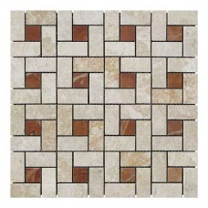 Мозаїчна плитка мармур Victoria Beige | Rojo Alicante 23х23 | 47x23x6 мм МКР-7П Полірована