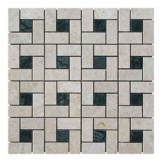 Мозаїчна плитка мармур Victoria Beige | Verde Guatemala 23х23 | 47x23x6 мм МКР-7П Полірована